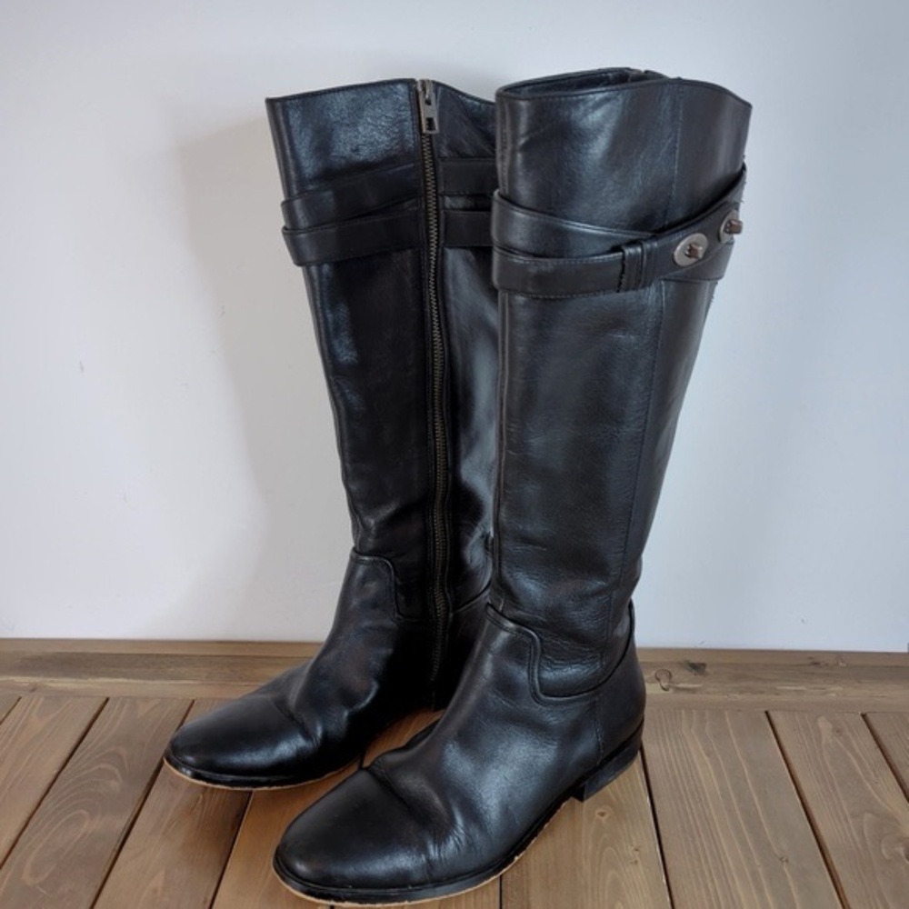 Linette Tall Black Soft  Leather Riding Boots
